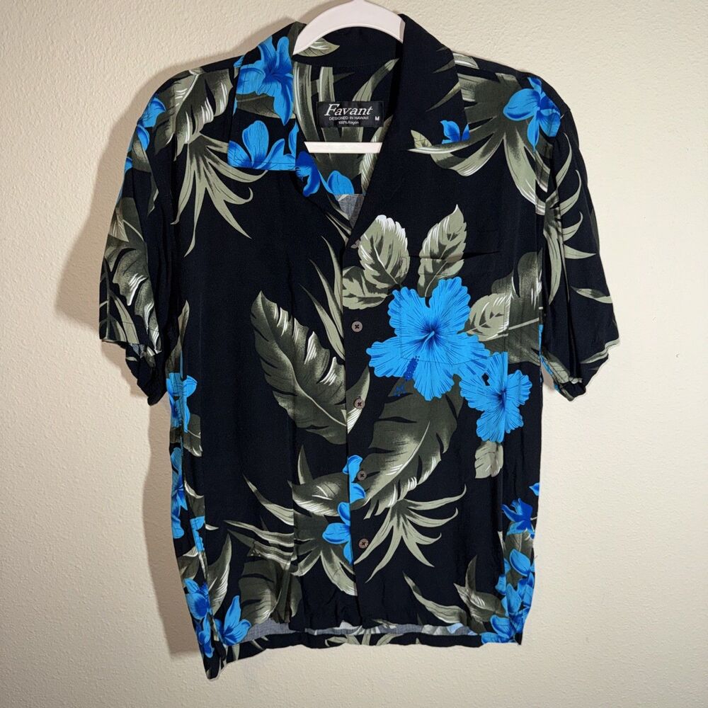 VTG Favant Men’s Rayon Hawaiian Shirt Blue